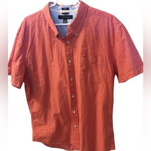 Tommy Hilfiger Short Sleeve Button Down Shirt XL small print plaid